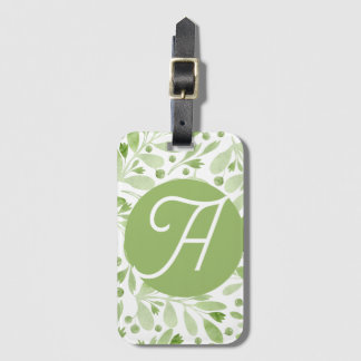 Olive Leaves and Initial Luggage Tag