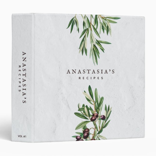 Olive Leaves Greek Island Recipe Cookbook Binder (Front/Spine)