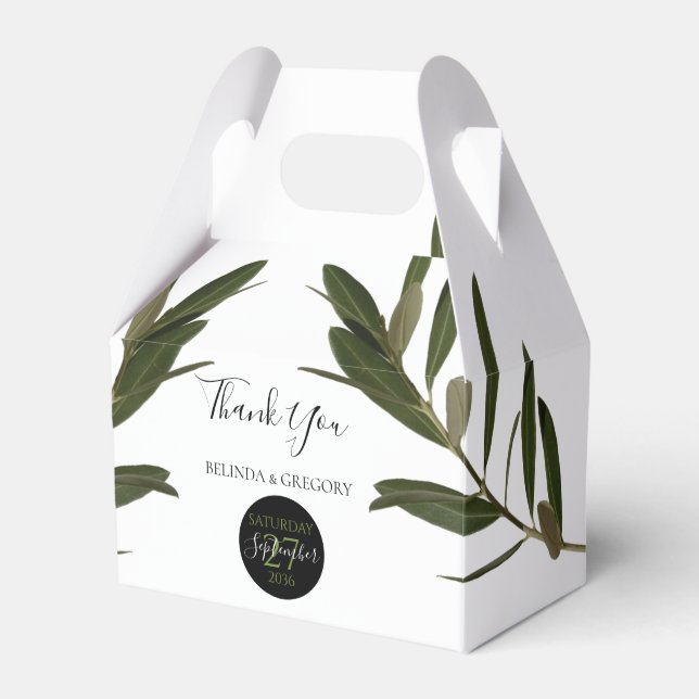 Olive Leaves Greenery Wedding Favor Box (Front Side)