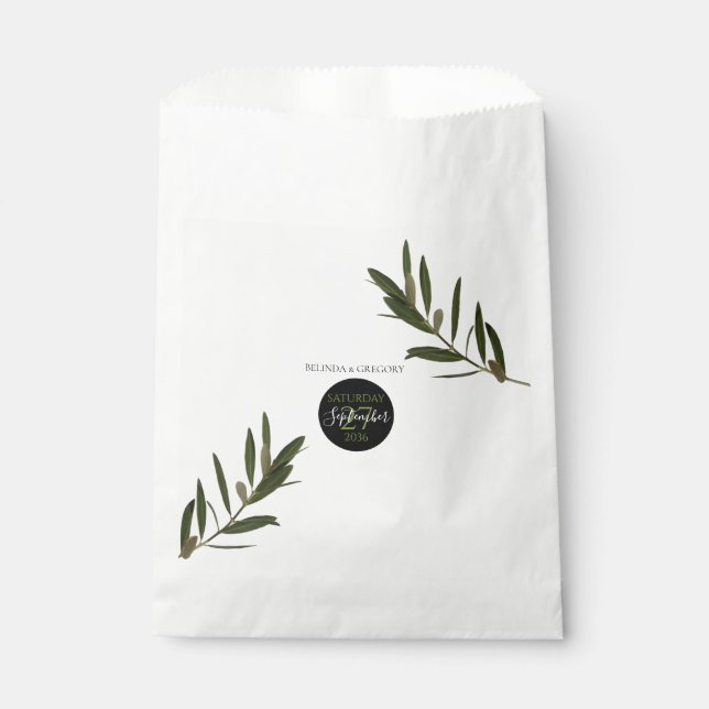 Olive Leaves Greenery Wedding   Favour Bag (Front)