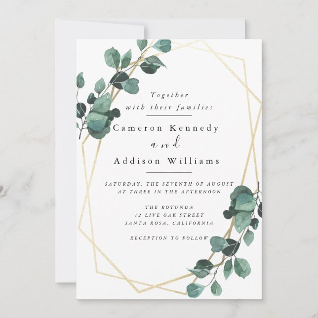 Olive Leaves, Greenery Wedding Invitation (Front)