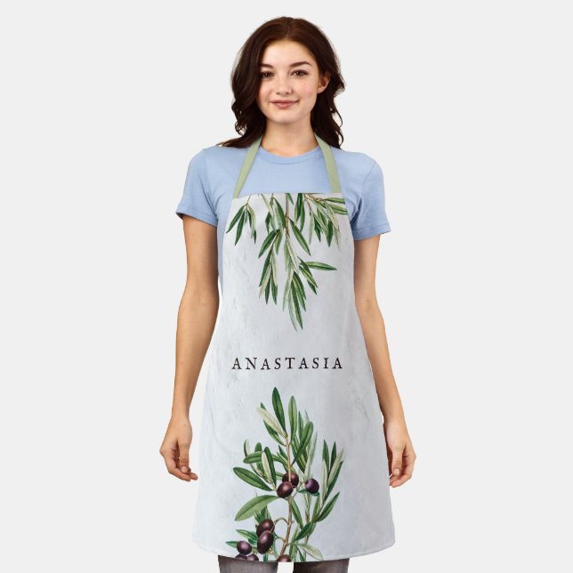 Olive Leaves Mediterranean Greek Island  Apron (Worn)