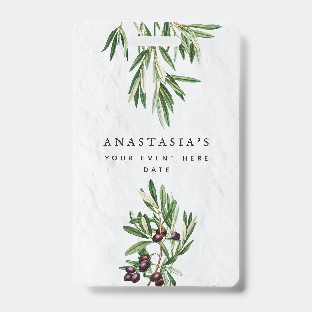 Olive Leaves Mediterranean Greek Island  Badge (Front)