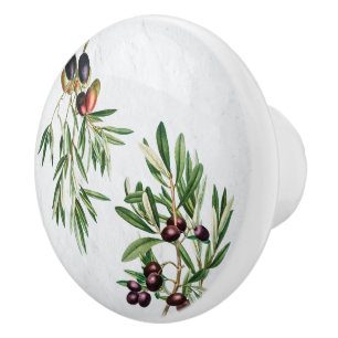 Olive Leaves Mediterranean Greek Island Ceramic Knob