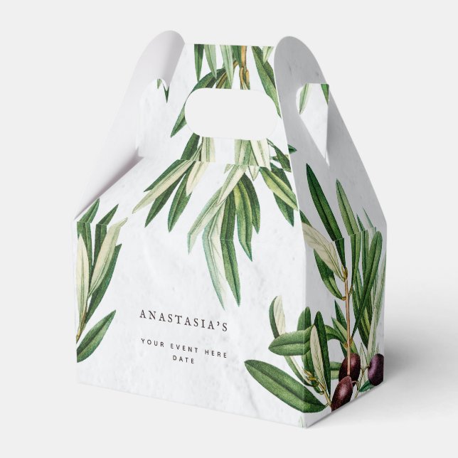 Olive Leaves Mediterranean Greek Island  Favor Box (Front Side)