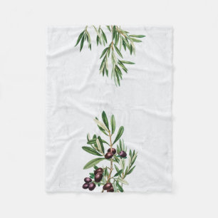 Olive Leaves Mediterranean Greek Island Fleece Blanket