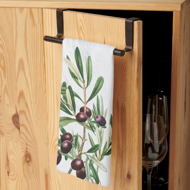 Olive Leaves Mediterranean Greek Island  Kitchen Towel (Thirds Fold)