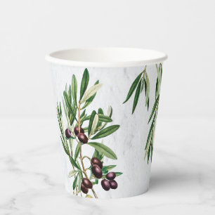 Olive Leaves Mediterranean Greek Island Paper Cups