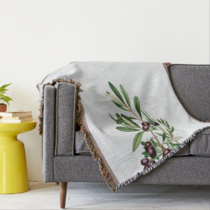 Olive Leaves Mediterranean Greek Island Throw Blanket