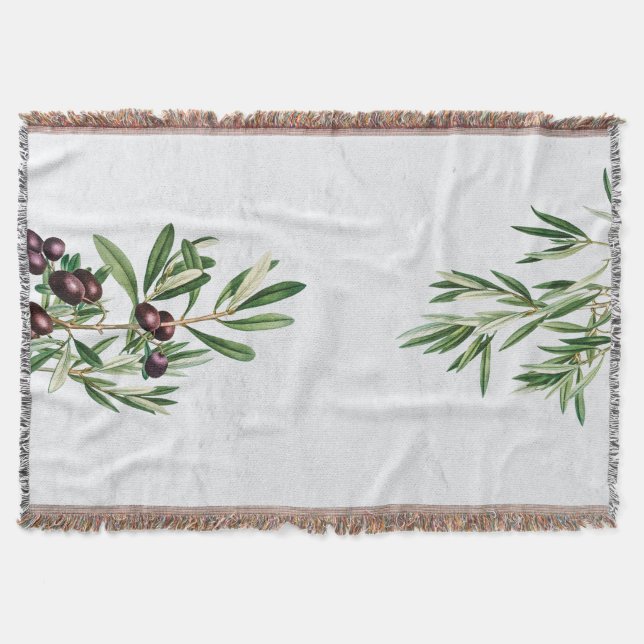 Olive Leaves Mediterranean Greek Island  Throw Blanket (Front)