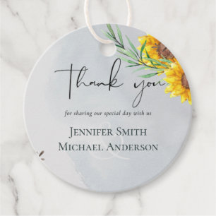 Olive Leaves Sunflowers Rustic Wedding Favour Tags