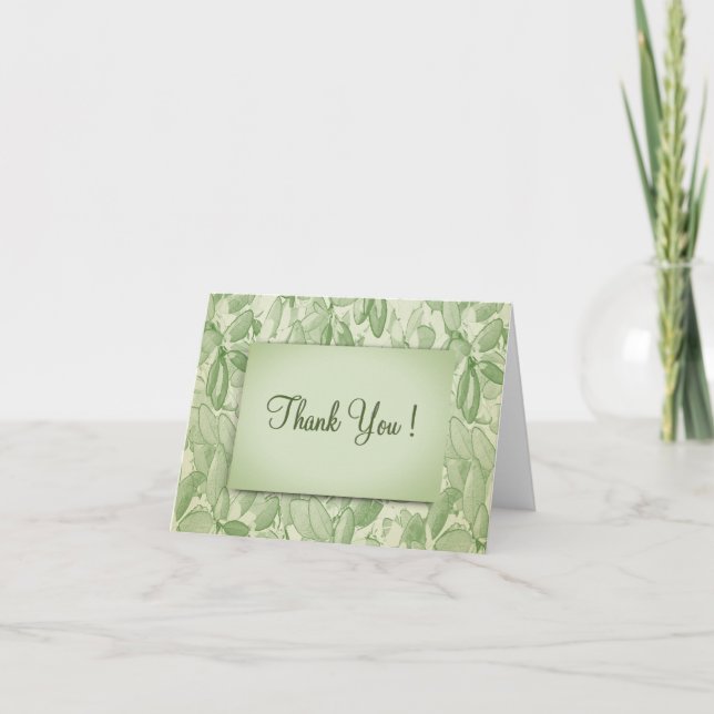 Olive Leaves Thank You Blank Inside Card (Front)