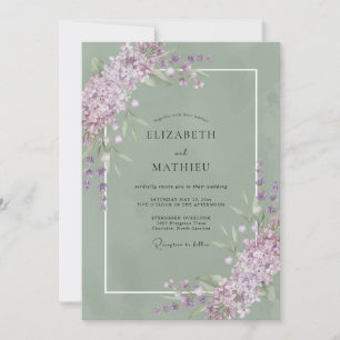 Olive Lilac Sprig Eucalyptus Wedding Invitation