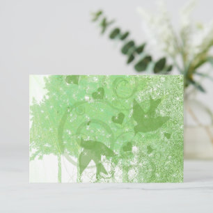 Olive Lime Woodland Birds & Swirls Wedding RSVP Card