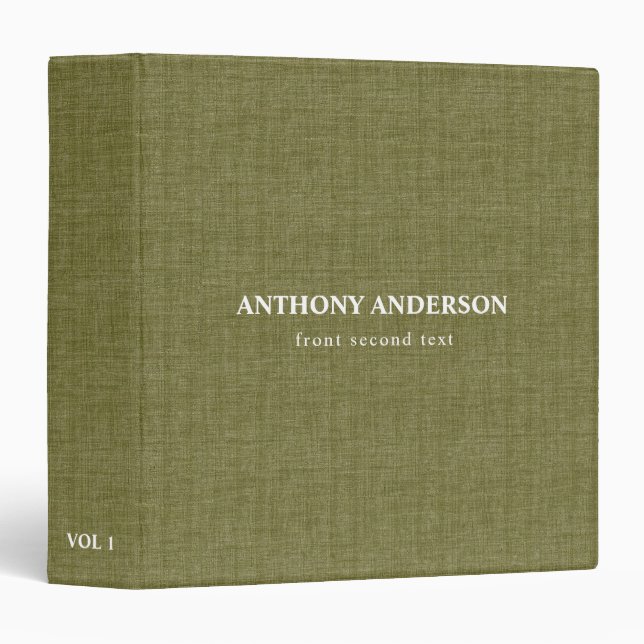 Olive Linen Texture  Binder (Front/Spine)