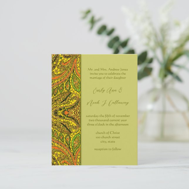 Olive Mariage damassé Invitations plus foncé (Debout devant)