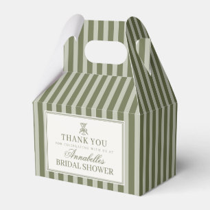 Olive Martini Green Striped Bridal Shower Favor Box