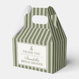 Olive Martini Green Striped Bridal Shower Favor Box