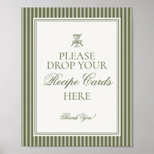 Olive Martini Green Striped Share Recipe Bridal Poster