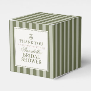 Olive Martini Old Money Striped Bridal Shower Favor Box