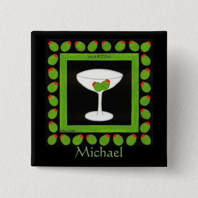 Olive Martini Retro Nom de la boisson Badge person (Devant)