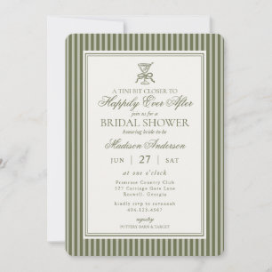 Olive Martini Tini Bit Closer Stripe Bridal Shower Invitation