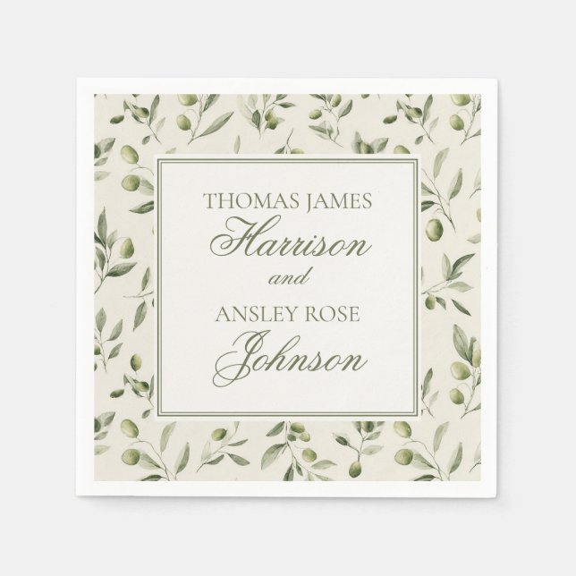 Olive Martini Tini Bit In Love Old Money Wedding Napkin (Front)