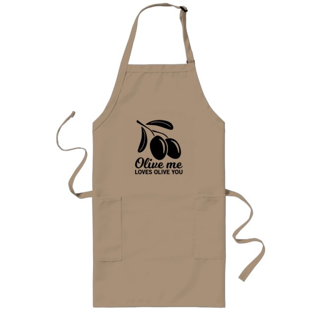 Olive Me Loves Olive You Lover's Gift Long Apron (Front)