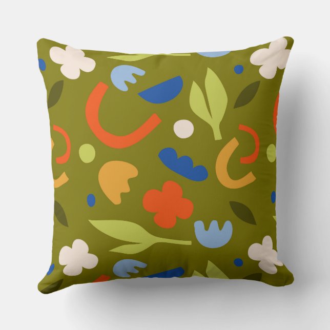 Olive Meadow Throw Pillow (Back)