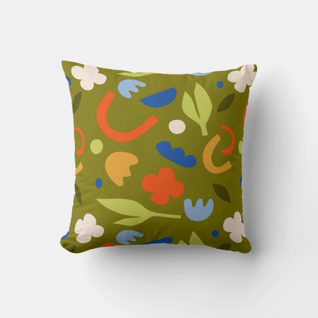 Olive Meadow Throw Pillow (Front)