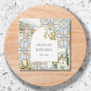 Olive Mediterranean Botanical Yellow Blue Magnet