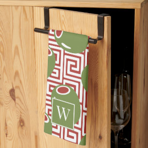 Olive Mediterranean Greek Key Kitchen Towel