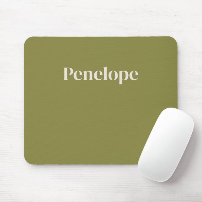 Olive Minimalist Personalized Mouse Pad (With Mouse)