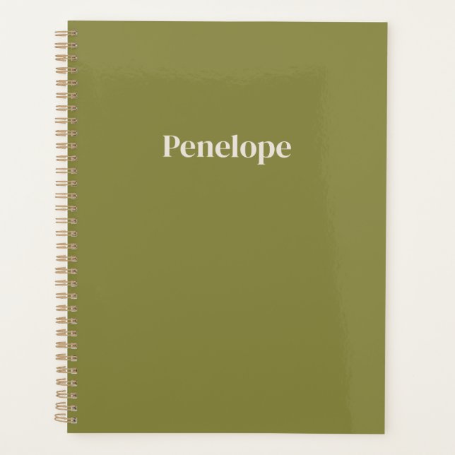 Olive Minimalist Personalized Planner (Front)