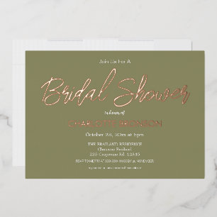 Olive Minimalist Script Bridal Shower Rose Gold