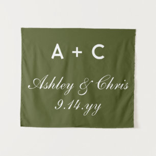 Olive Modern Personalized Wedding Reception Sign Tapestry