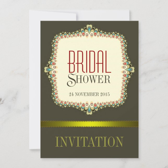 Olive Modern Vintage Bridal Shower Invitation (Front)