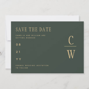 Olive Moss Green Gold Wedding SAVE THE DATE 