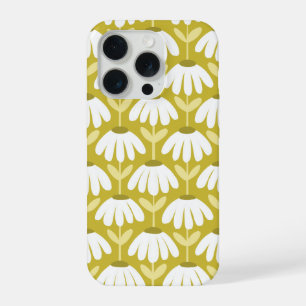 Olive Mustard Green Climbing Daisies Floral iPhone 15 Pro Case