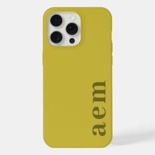 Olive Mustard Green Initials Monogram Minimal iPhone 15 Pro Max Case