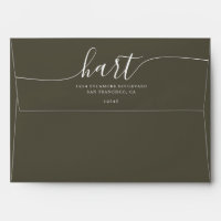 Olive Night with White Script Return Address
