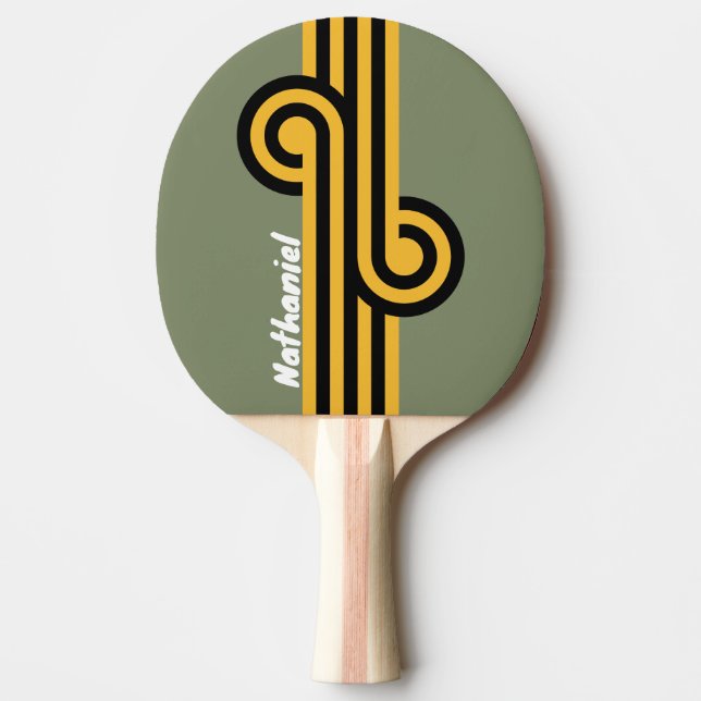 Olive Nightlight Stripe Loop with Name Ping Pong Paddle (Front)