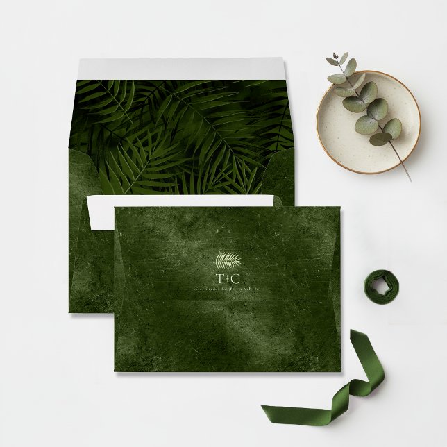 Olive Oasis Palm Leaf Pattern Slate ID1324 Envelope (Creator Uploaded)