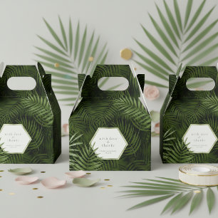 Olive Oasis Palm Leaves Pattern Thank You ID1324 Favor Box