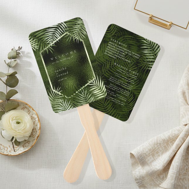 Olive Oasis Wedding Program ID1324 Hand Fan (Creator Uploaded)
