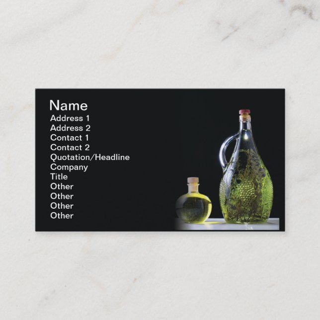 Olive oil and brandy business card (Front)