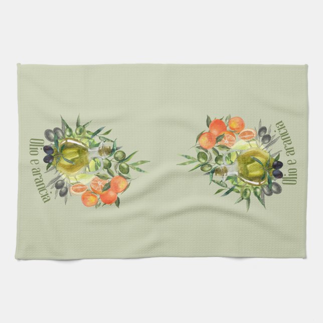 Olive oil and Orange:  Kitchen Towel (Horizontal)