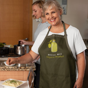 Olive Oil Bottle Branch Cooking Baking Apron