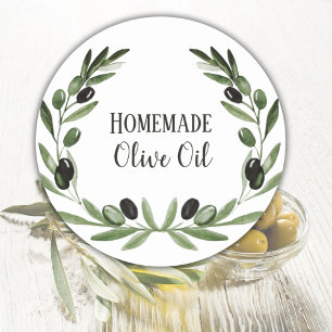 Olive Oil Bottle Rustic Watercolor Private Label