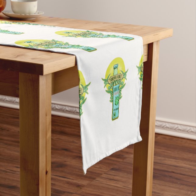 Olive oil bottle short table runner (In Situ)
